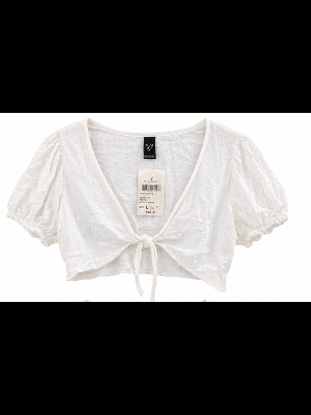 White Tie-Front Crop Top -
